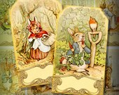 Peter Rabbit Tags Digital Collage Sheet Easter Tags Beatrix Potter Tags Bunnies Easter Bunny Digital Tag Card Printable Download  219