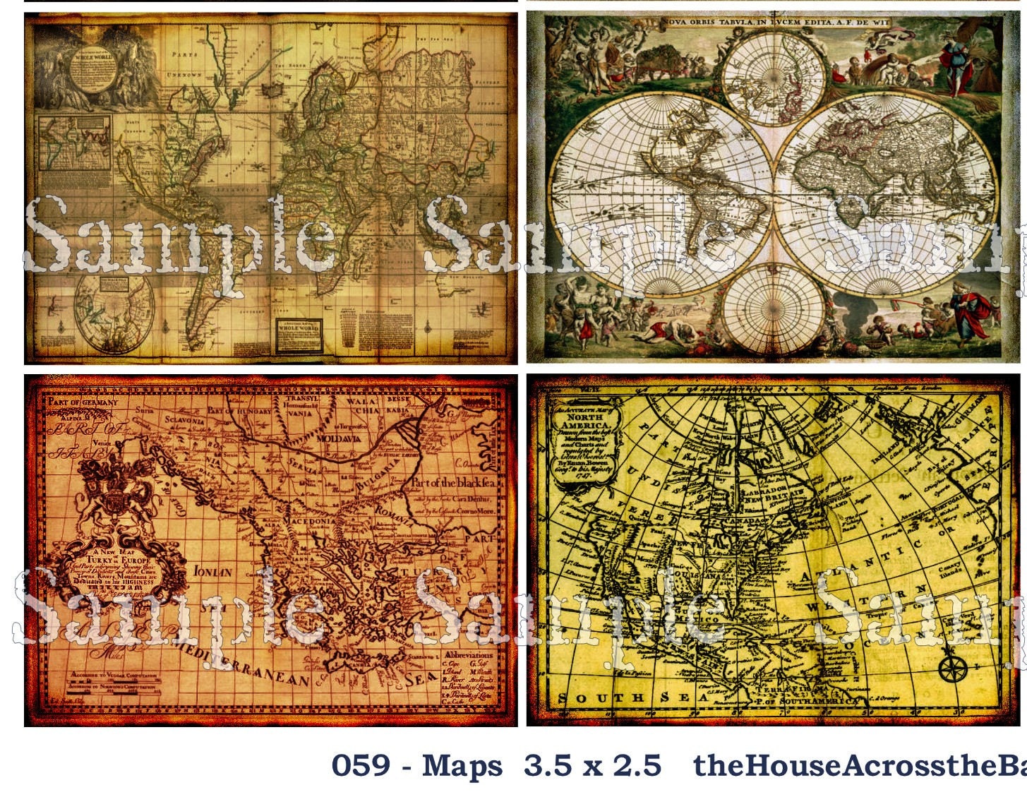 Maps Digital Collage ATC ACEO 2.5x3.5 Background Digital Images Digital Map Atlas Cards Ephemera Embellishments Journaling Spots Tags 059