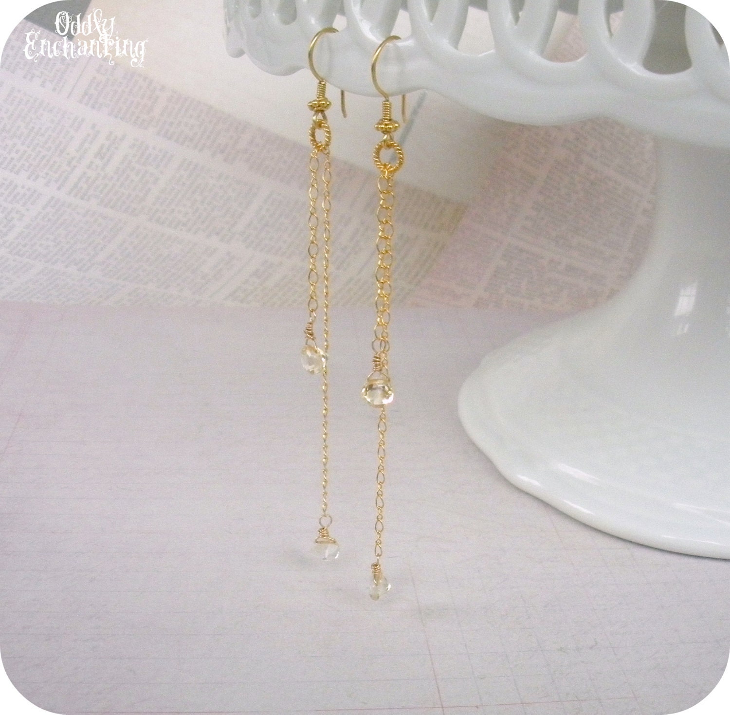 Shooting Stars Earrings- Citrine and Gold