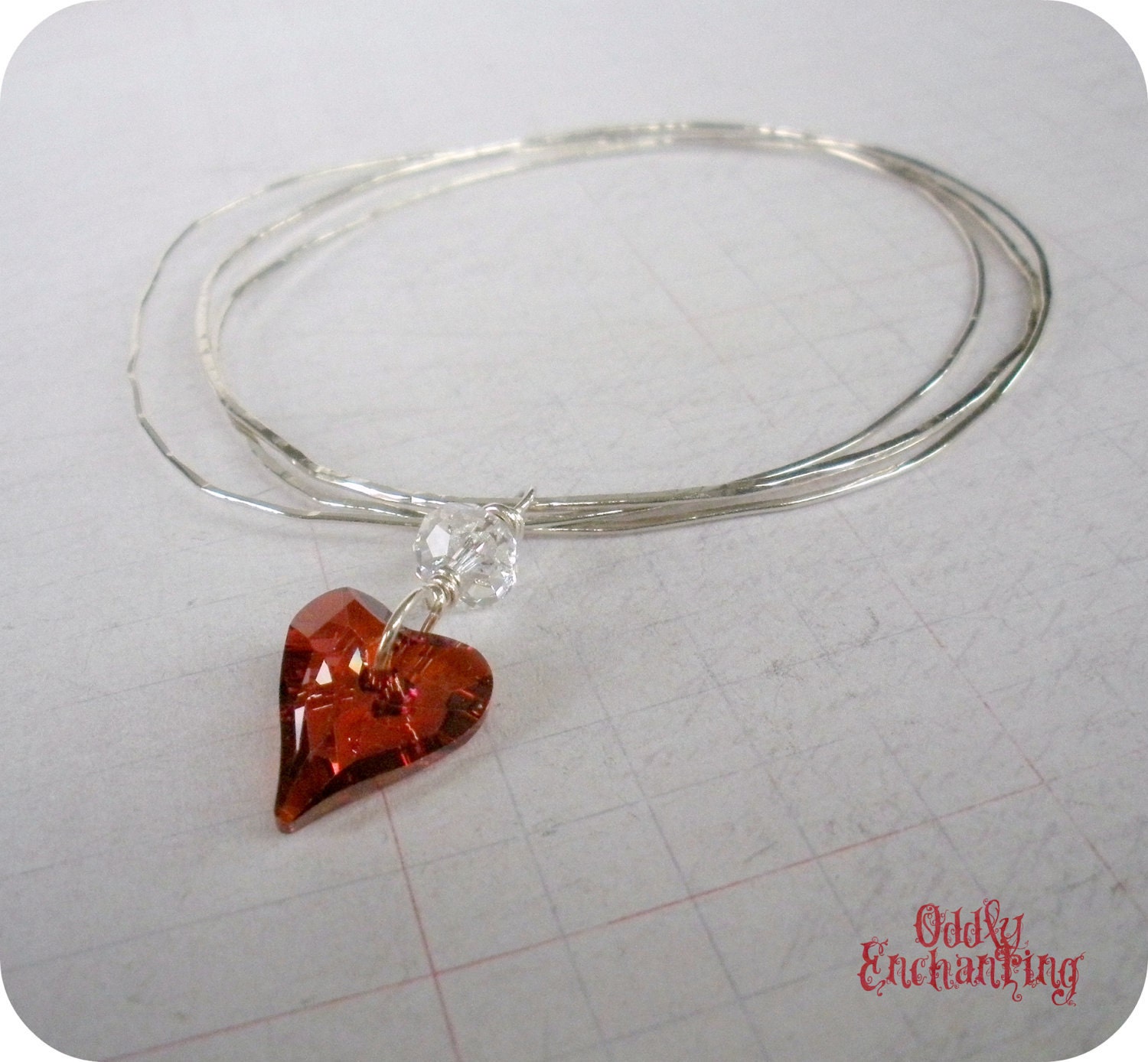 Wild Heart Bangle Bracelet- Swarovski Crystal, Sterling Silver