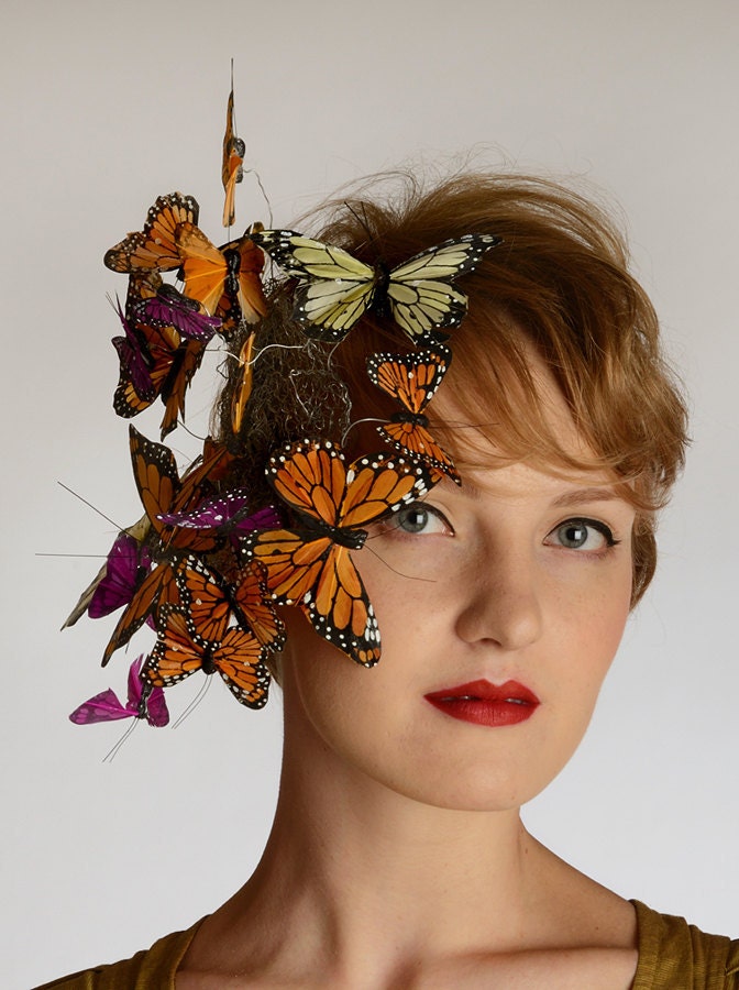 Butterfly Kisses statement headpiece fascinator - DashaB Butterfly Kisses statement headpiece fascinator - DashaB