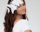 Whimsy Butterflies white bridal fascinator