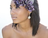 Purple Rain silk hydrangea crochet wire fascinator