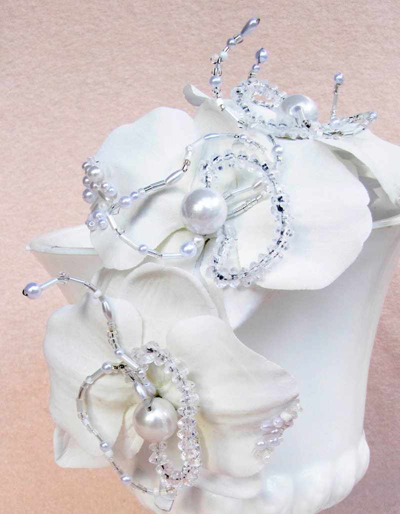 Diamond orchids white bridal headband