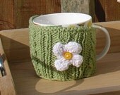 Daisy Flower Mug Cosy / Cup Cosy in Green, Pink, Yellow, Terracotta & Light Blue