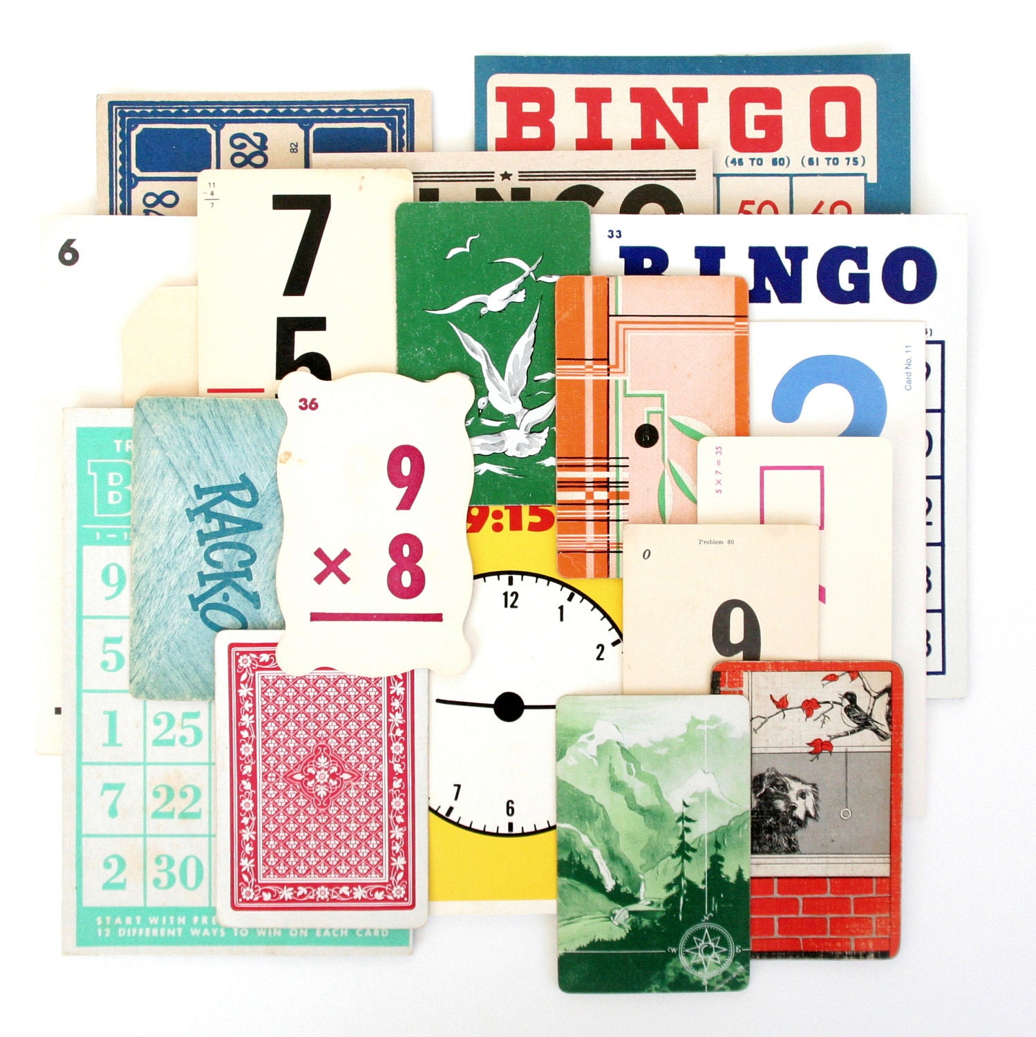 20 Imperfect Vintage Flashcards & Game Cards