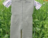 SALE ITEM 25% OFF. Baby boy/toddler hand knitted all in one suit/jumpsuit/bodysuit in merino wool age 6 to 12 months