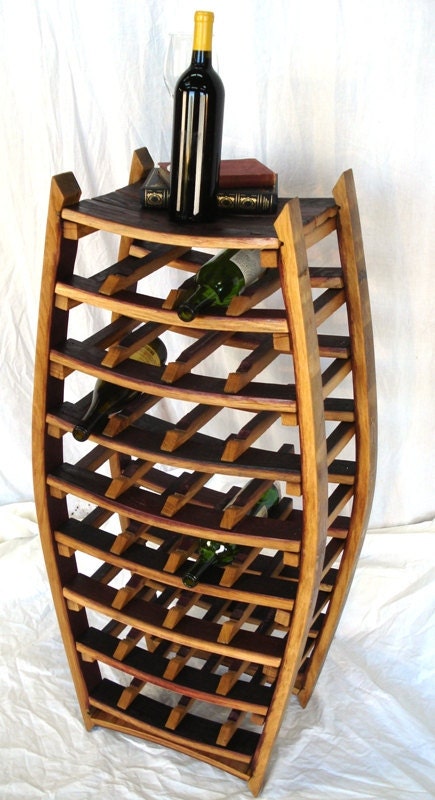 Large Narrow Wine Barrel Rack - 100% recycled Napa barrels