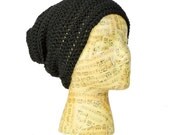 Hipster Slouchy Beanie - Organic Cotton - Jet Black