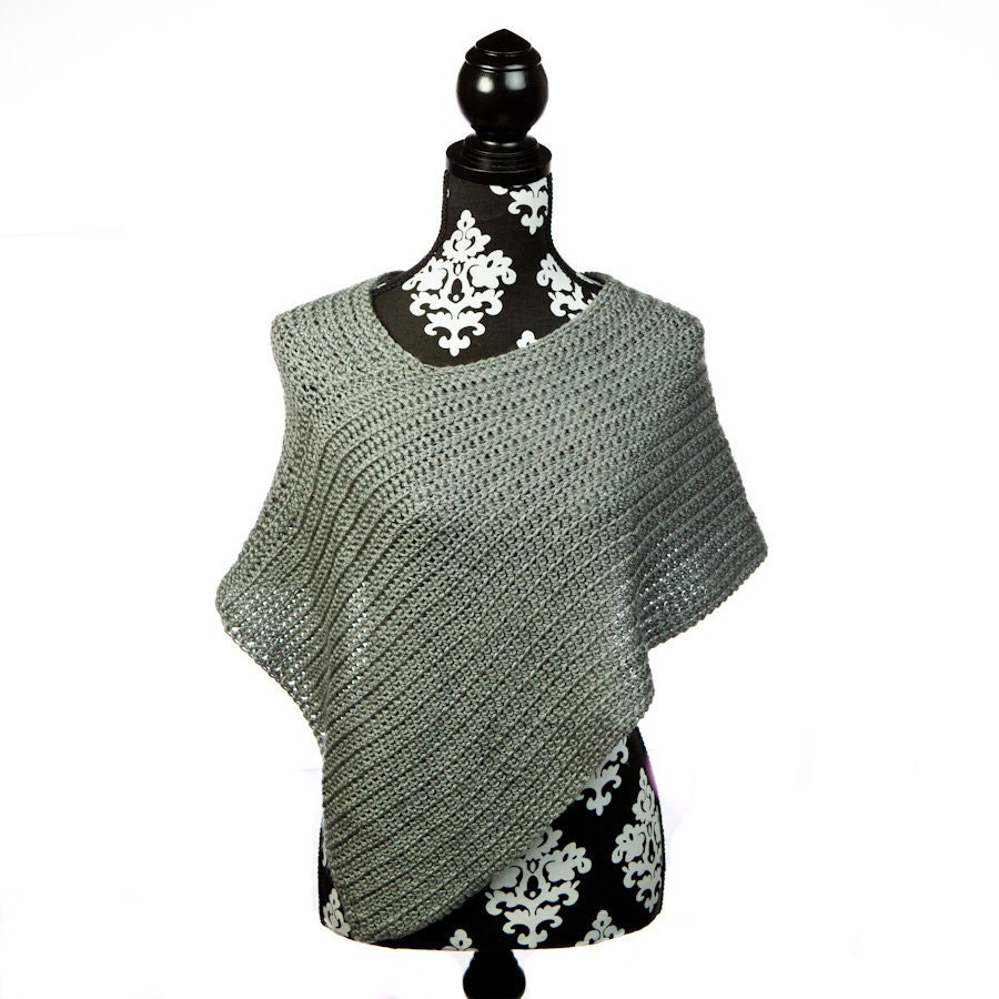 Poncho - Cotton and Bamboo Blend - Grey