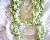 Hand crocheted, ruffled scarf