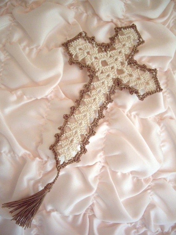 crocheted lace cross bookmark
