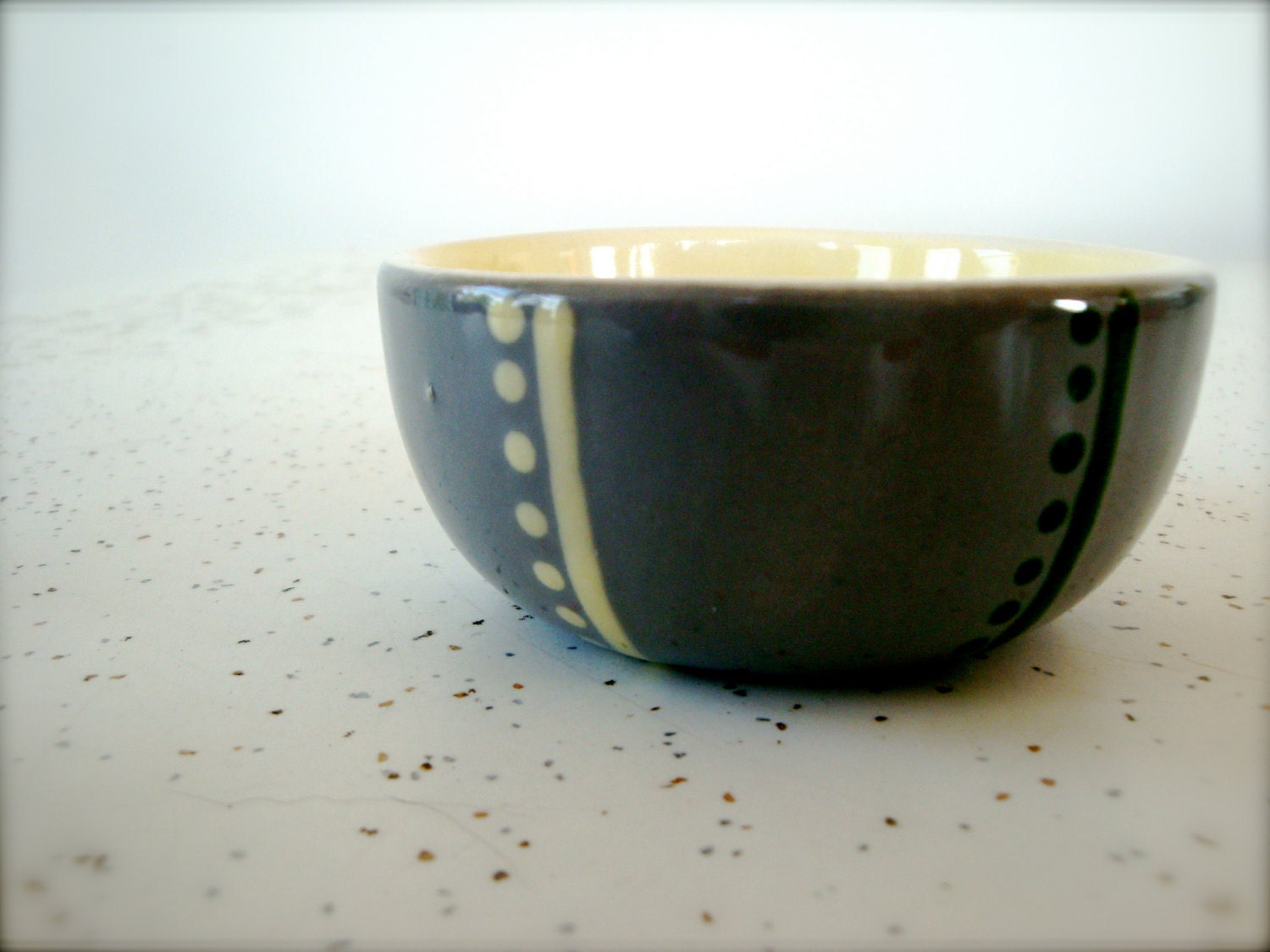 Grey and Yellow Striped Soy Bowl
