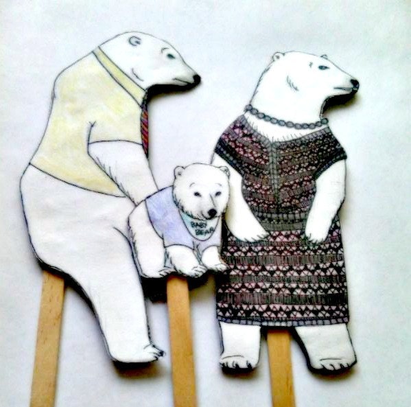 Goldilocks and The Three Bears Puppet Set - Set of 4. Stick Puppets.
