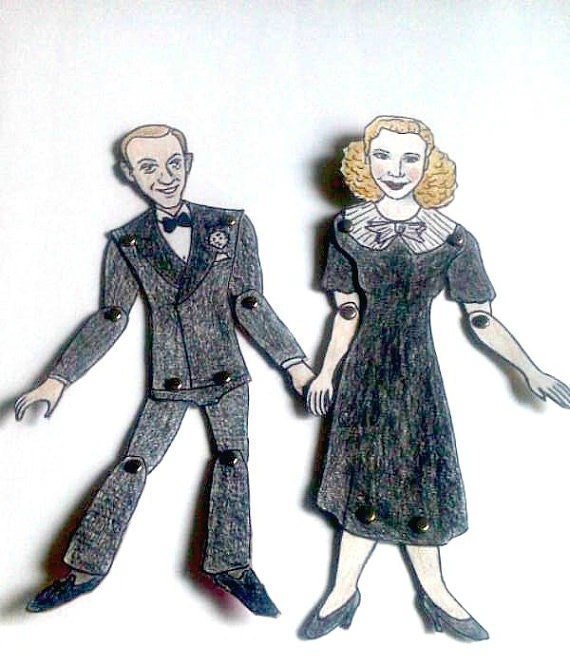Fred Astaire and Ginger Rogers Paper Doll Set - Dance team 1930s Hollywood