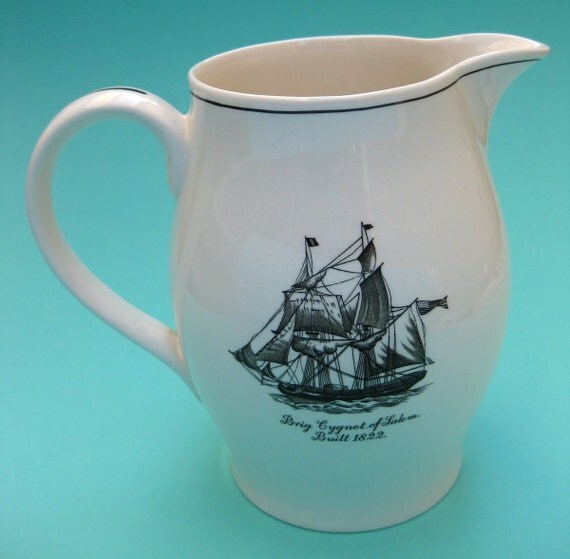 Vintage Copeland Spode Sailing Ships Pitcher - Nautical Transferware China Porcelain Jug - Milk Juice Water Beer - Sailboat Tall Ship Boat