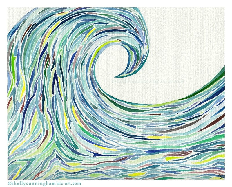 Marianas Wave - 8x10 watercolor print