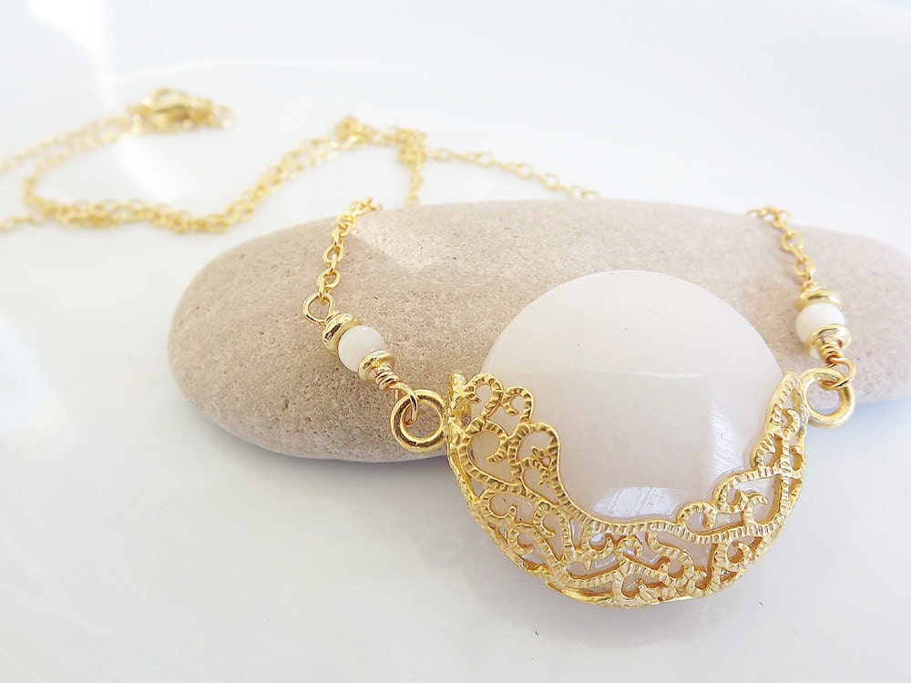 Luxurious, Exotic White Jade Necklace - Romantic, Elegant - Available in Berry, Lime Green, Green, Black, Hot Pink, Red and White