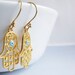 Hamsa - Hand of Fatima Dangly Earrings - Turquoise