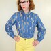Denim Shirt Button-up Wheat Print Medium