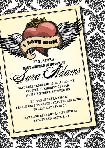DIY Printable Tattoo Inspired Gender Neutral Baby Shower Invitation Il_170x135