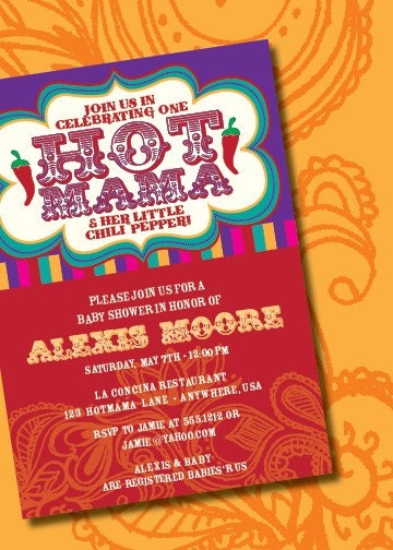 Digital DIY Hot Mama Gender Neutral Fiesta Baby Shower Invitation Il_170x135