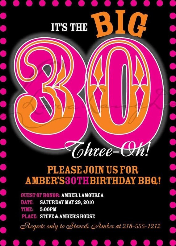 NEW ITEM The BIG 3 Oh Digital Birthday Invitation 30 40 50 60 Il_570xn