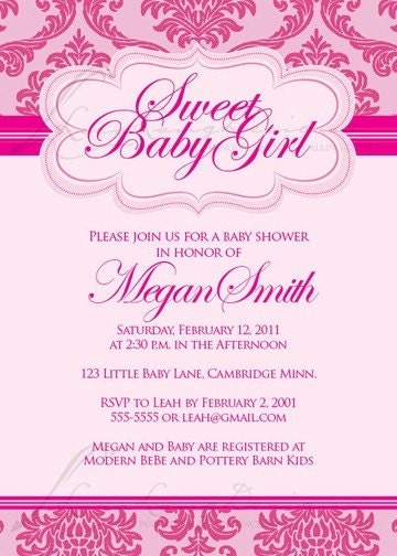 DIY Digital Printable Pretty In Pink Baby or Bridal Shower Invitation Il_570xn