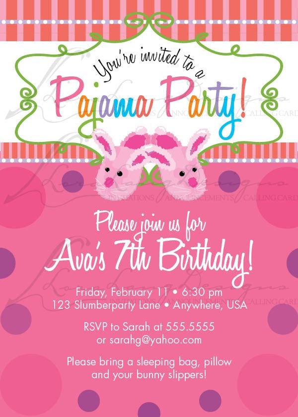 DIY Printable Cute Pajama Party Birthday Invitation Il_570xn