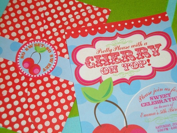 DIY Pretty Please with a Cherry on Top Invitation Suite Il_570xn
