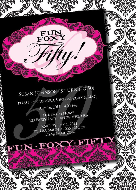 DIY Fun Foxy FIfty Birthday Invitation Il_570xn