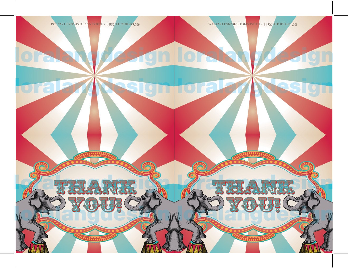 DIY Printable Vintage Carnival Circus Thank You Cards Il_570xn