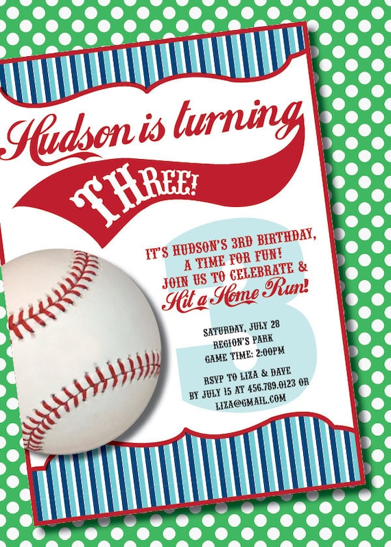DIY Printable Vintage Baseball Birthday Party Invitation Il_570xn
