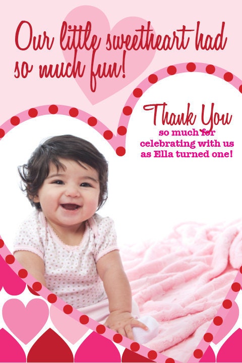 DIY Printable Little Sweetheart Birthday Thank You Photo Card Il_570xn