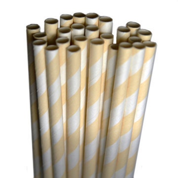 Stripe Ivory Party Paper Straws - Cake Pop Sticks - Pixie Sticks - Qty 25 Il_170x135