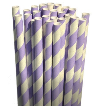 Stripe Light Purple Party Paper Straws - Cake Pop Sticks - Pixie Sticks - Qty 25 Il_570xn