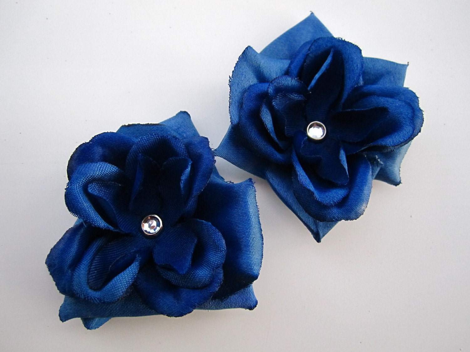 set of 2 NAVY blue flower bobby pins HAIR
