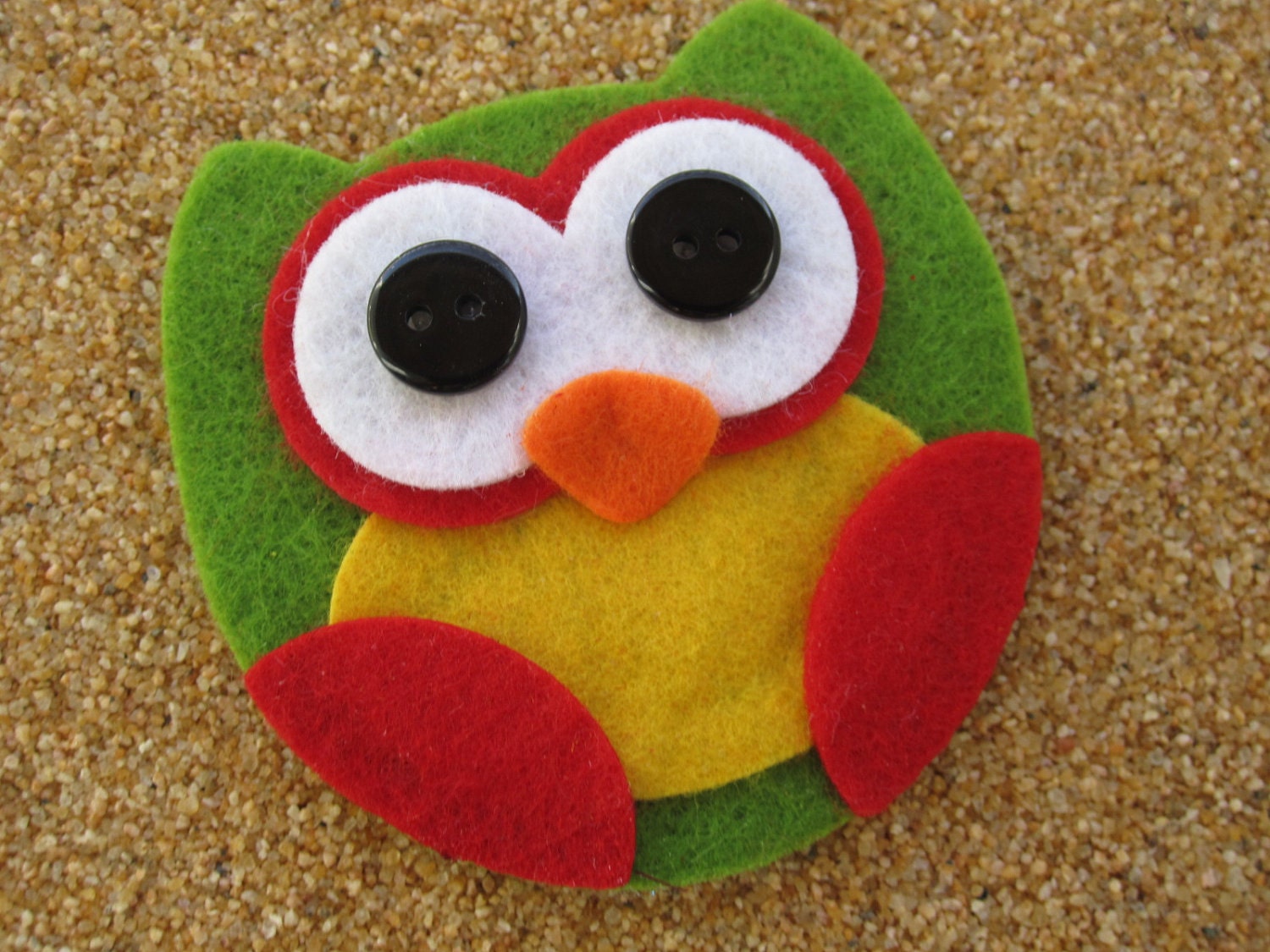 Felt owl hair clip - GREEN