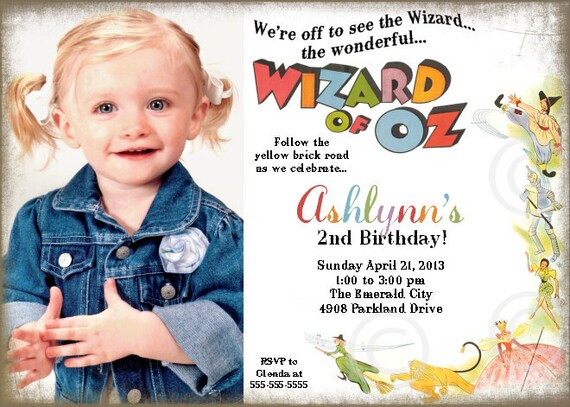 Wizard of Oz Inspired Printable Photo Invite for Baby Shower or Birthday Party DIY Invitation by BeeAndDaisy Il_570xn