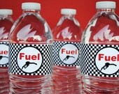 Race Car Party Water Bottle Labels - Black and Red Collection - Gwynn Wasson Designs PRINTABLES