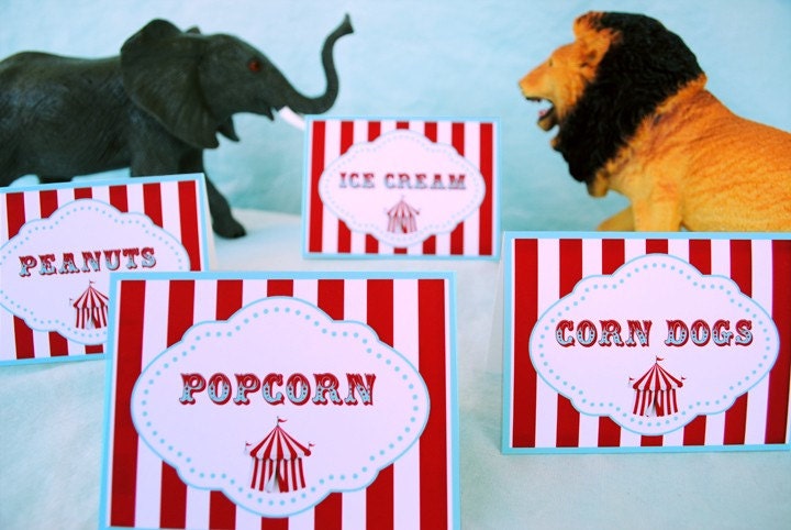 PRINTABLE Table Labels - Carnival/Circus Party