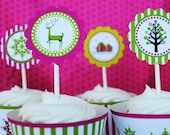 Christmas Holiday Collection  Cupcake Toppers Gift Tags and More - Green and Cranberry - Gwynn Wasson Designs PRINTABLES