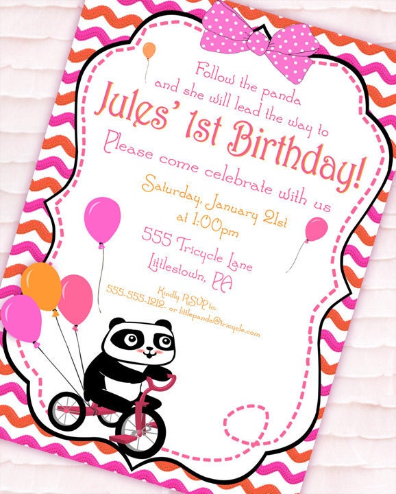 Panda and Balloons Birthday Party Invitation - Precious Panda Party Collection - Gwynn Wasson Designs PRINTABLES