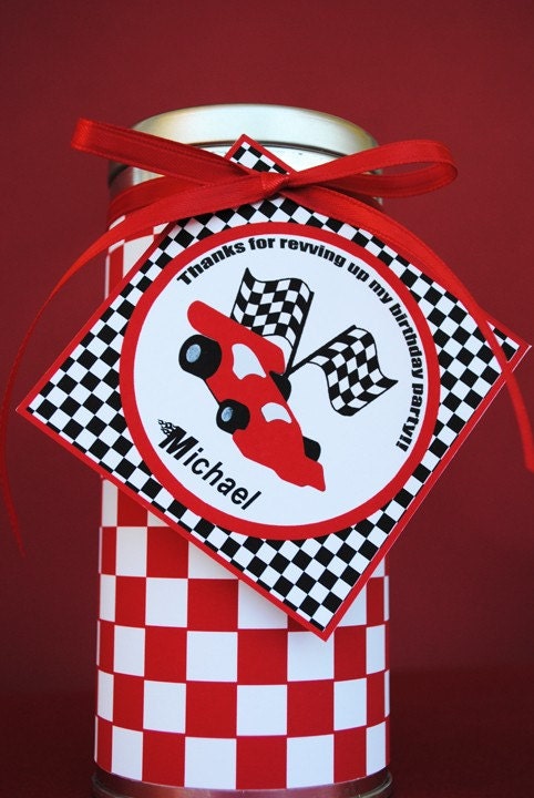 Race Car Party Napkin Wraps - Black and Red Collection - Gwynn Wasson Designs PRINTABLES