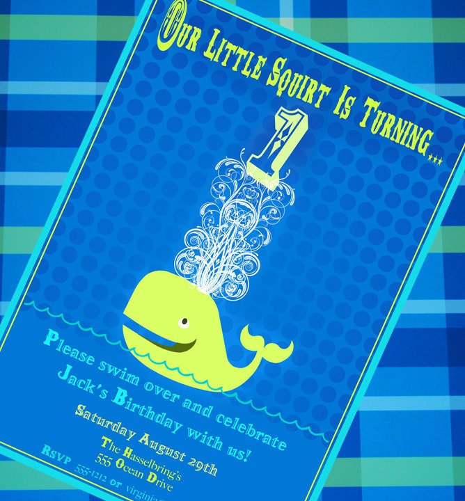 Under the Sea Party INVITATION - Nautical Party Invitation - Little Squirt Whale Party - FIrst Birthday - Gwynn Wasson PRINTABLES