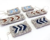 Custom Chevron Fiber Art Earrings on Upcycled Wool, Hand Embroidered, Geometric Jewelry, Eco-friendly Felt, Hip Accessory