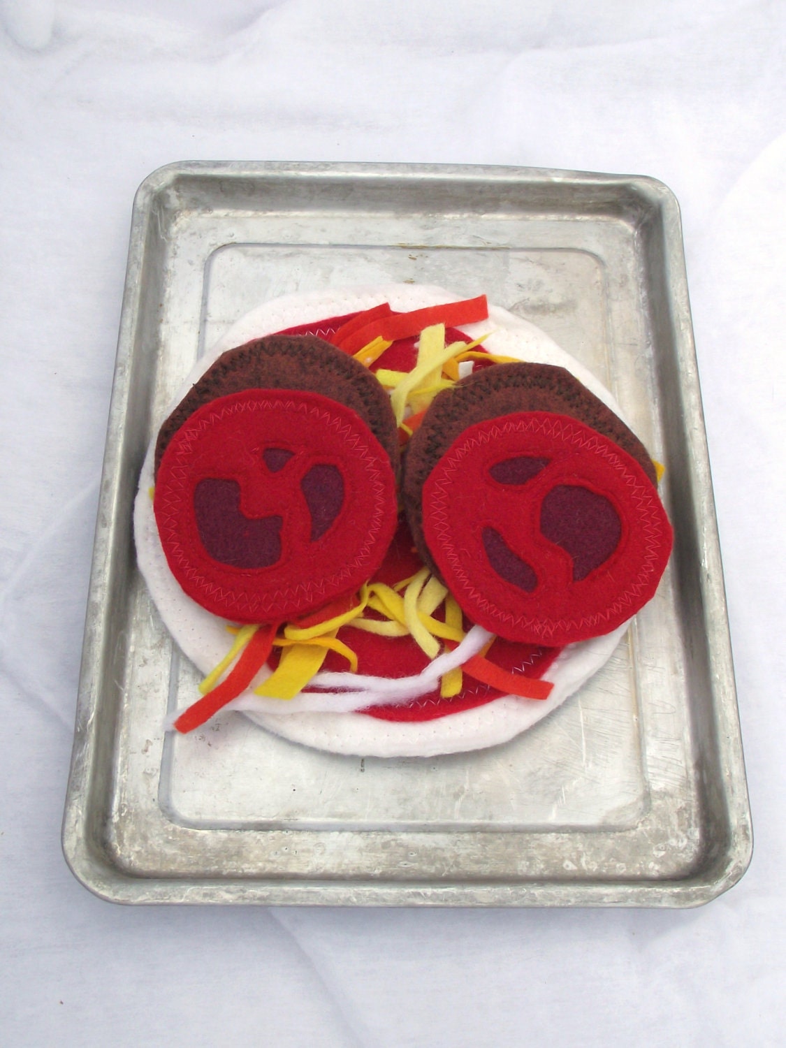 Play Pizza Felt Food Childrens Boys Girls Kitchen Toys Upcycled Recycled Eco Friendly Fake Learning Toy Veggie Canadian Bacon Pepperoni