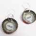 Bottle Cap Dangle Earrings that have the words "sweet" and "boy" in them baby shower bottlecap earring upcycled accessories