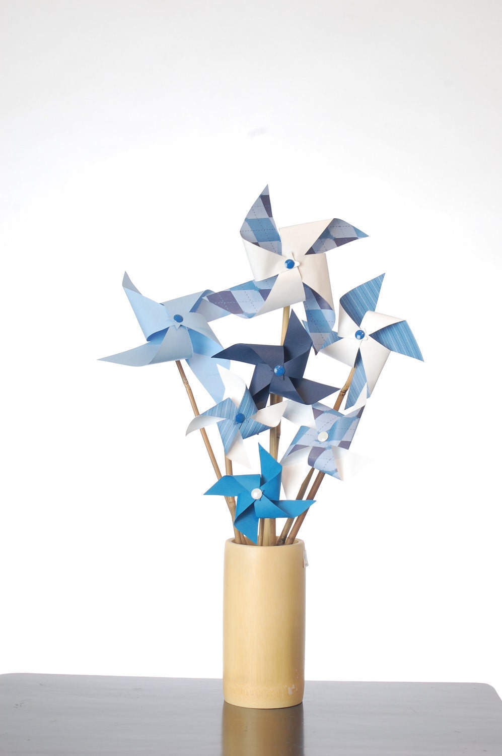 Blue Argyle Pinwheel Bouquet