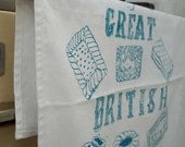 The Great British Biscuit Tea Towel- Turquoise Blue